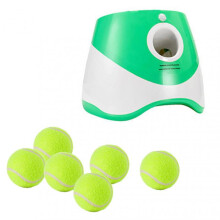 (6 Balls, Green) Dog Automatic Ball Launcher with 3/6/9 Balls Pet Interactive Ball Thrower Device for Dogs Puppy Pet