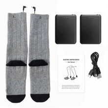 (Grey) Electric Heated Socks for Men/Women, 3 Heat Settings, Battery Operated Foot Warmers for Winter, Skiing, Hiking, Camping