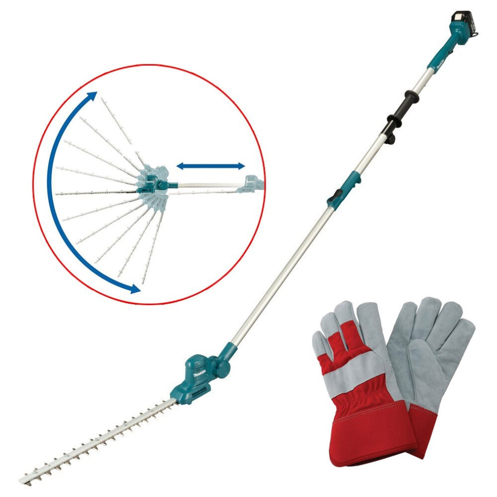 Makita DUN461WZ LXT 18v Telescopic Cordless Pole Hedge Cutter Trimmer + Gloves