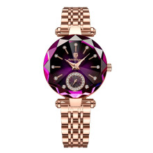 (Purple S) Women Watch Luxury Jewelry Steel Quartz Wristwatches Waterproof Ladies Watch New