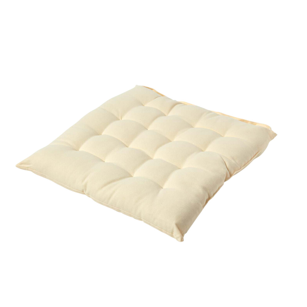(1 Seat Pad, Cream) Plain Seat Pad with Button Straps 100% Cotton-image-OPC-P8T9KBZ-NEW