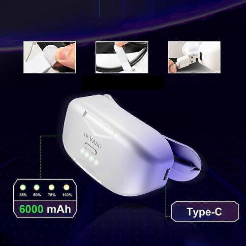 DEVASO 6000mAh Battery Pack Power Bank for Oculus Quest 2 VR Headset Accessory - White 1