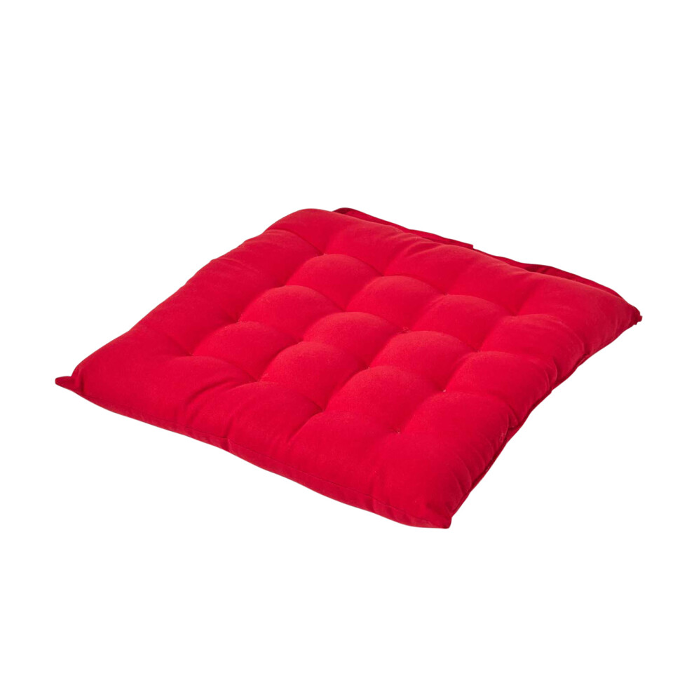 (1 Seat Pad, Red) Plain Seat Pad with Button Straps 100% Cotton-image-OPC-P8T9KC7-NEW