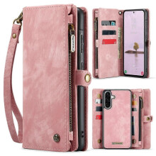 (Pink,Multicolor)AS For Samsung Galaxy A56 5G Case CASEME 008 Series Detachable Leather Zipper Wallet Phone Cover - R