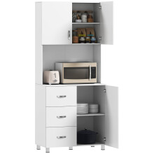 HOMCOM Kitchen Storage Cabinet Wooden Cupboard Organiser, White