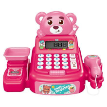 (JJT821 Pink Bear, Multicolor) Kids Toy Cash Register Playset Pretend Children Supermarket Checkout Toy for Toddlers - JJT820 White