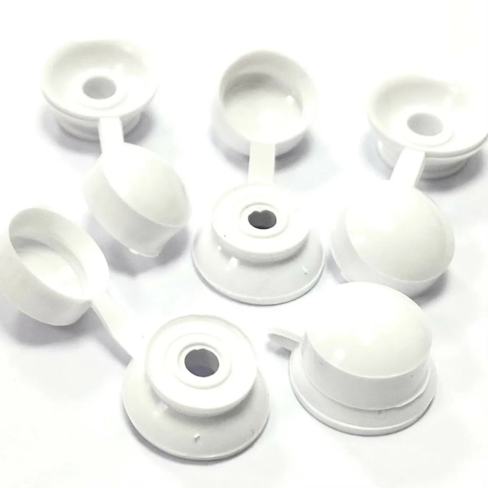 Taskar White Corrugated Roofing Screw Strap Caps Plastic (100 Pack)
