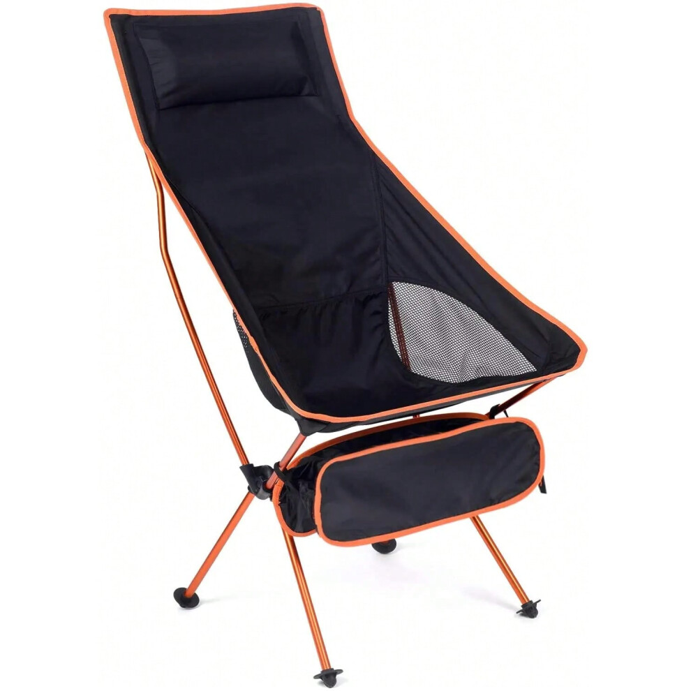 (Orange) Outdoor Portable Camping Chair Oxford Cloth Folding Lengthen Camping Seat for Fishing BBQ Festival Picnic Beach Ultralight Chair-image-OPC-PHNB7ZY-NEW