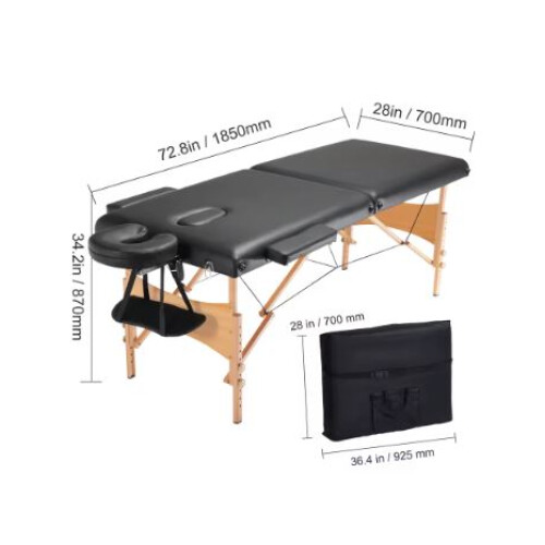 VEVOR Portable Folding Massage Table Adjustable Bed for Spa & Home