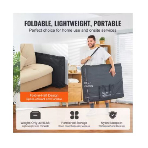 VEVOR Portable Folding Massage Table Adjustable Bed for Spa & Home 2