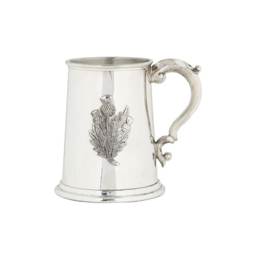 Traditional Scottish Thistle Pewter Pint Tankard
