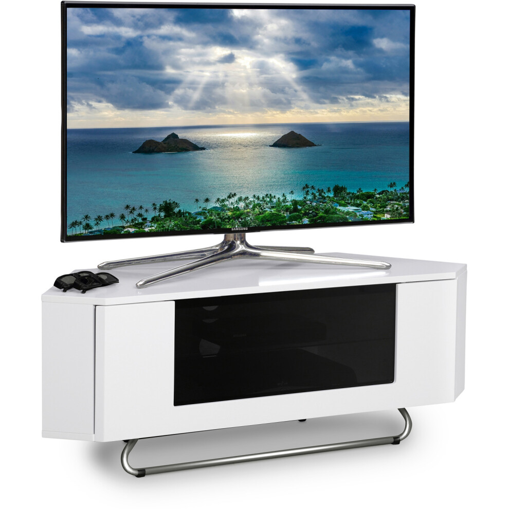 Rackhams White/Black Hampshire Corner-Friendly Gloss With Contrast Beam-Thru Remote Friendly Door 26"-50" Flat Screen Tv Cabinet - Image 5