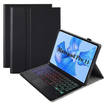 (Black, Multicolor) AHW12-AS For Huawei MatePad Pro 11 (2022) 3-Color Backlit Bluetooth Keyboard with TouchPad PU Leathe