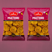 Haldiram's Mathri – 200g (Pack of 2) | Traditional North Indian Savoury Snack | Flaky & Spiced Namkeen Biscuits | Net Weight 400g