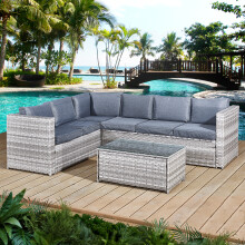 Garden Furniture Rattan Corner Sofa Set Acorn Corner Five-seater set