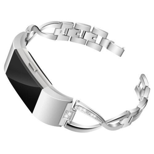 (Style E Fitbit Charge 2, Silver) Diamond Decor Zinc Alloy Chain Watch Strap for Fitbit Charge 2 1