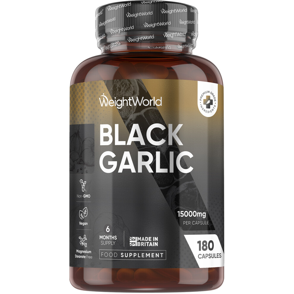 Weightworld Garlic 15000Mg | 180 Caps | 6-Month Supply | Vegan | Uk Made Black