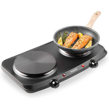 Emperial Double Electric Hot Plate Dual Kitchen Hob Table Top Cooker 2250W Black