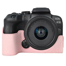 (Pink, Multicolor) For Canon EOS R10 Camera Case Large Cutout Litchi Texture PU Leather Protective Cover - Coffee