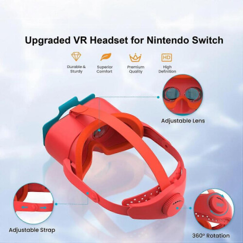 DEVASO for Nintendo Switch VR Headset with Adjustable Head Strap, Version 3.0 - Orange+Blue 1