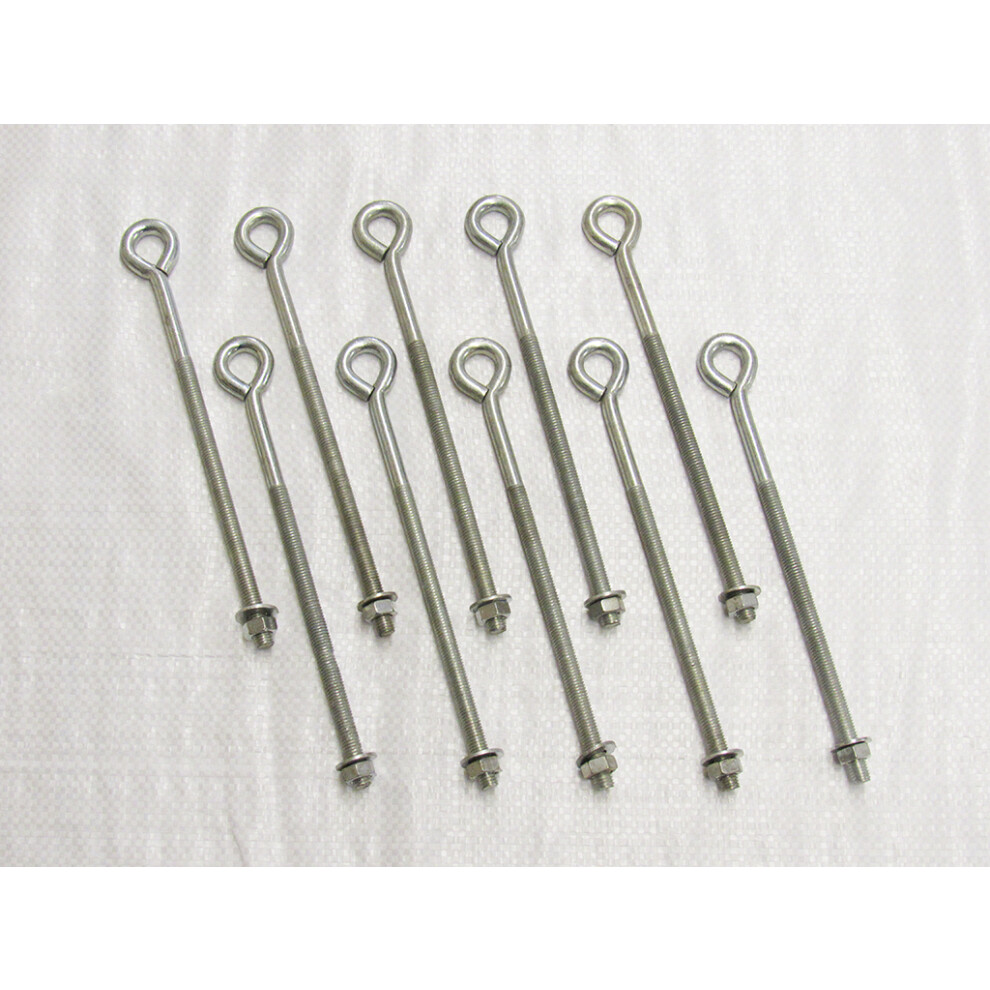 Folded Straining Eyebolts Washer And Nut X10 M8 200Mm (Zinc Plated) 600988496620