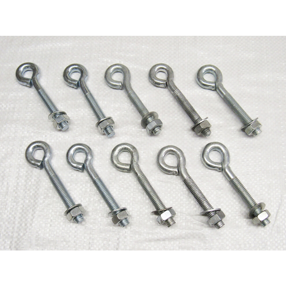 Folded Straining Eyebolts Washer And Nut X10 M6 100Mm (Zinc Plated) 600988496514