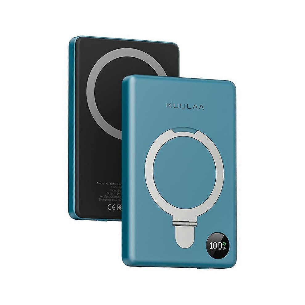 (Green,Multicolor)KUULAA KL-YD60 Kickstand 10000mAh Power Bank Phone Back Magnetic Absorption Charger - Dark Purple