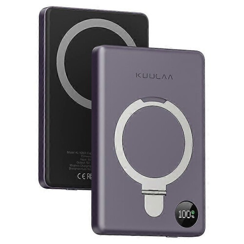 (Dark Purple,Multicolor)KUULAA KL-YD60 Kickstand 10000mAh Power Bank Phone Back Magnetic Absorption Charger - Dark Purple