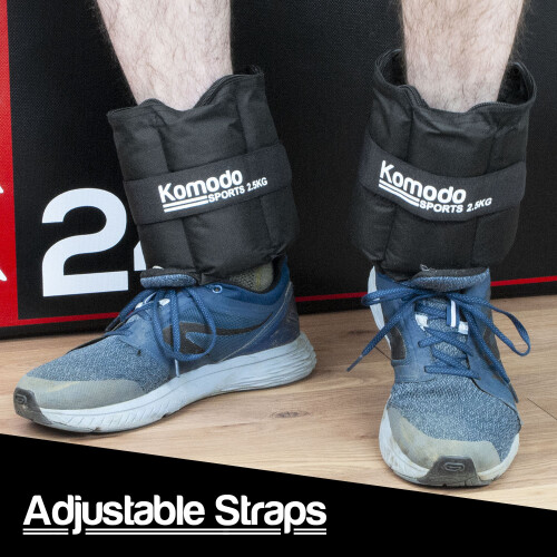 Komodo Adjustable ANKLE WEIGHTS Max 5kg Removable 2.5kg Each Weighted Set 1