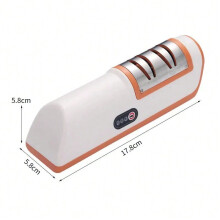 (Orange, common) Electric Knife Sharpener Fully Automatic Handheld Knife Sharpener for Home Kitchen Quick Sharpening Tools With Non-slip Kitchen