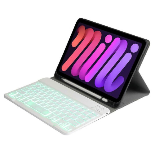 (Gold, Multicolor) A06BS Ultra-thin Leather Tablet Stand Protective Case Shell + Backlit Bluetooth Keyboard with Pen Sl 2