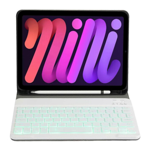(Gold, Multicolor) A06BS Ultra-thin Leather Tablet Stand Protective Case Shell + Backlit Bluetooth Keyboard with Pen Sl 1