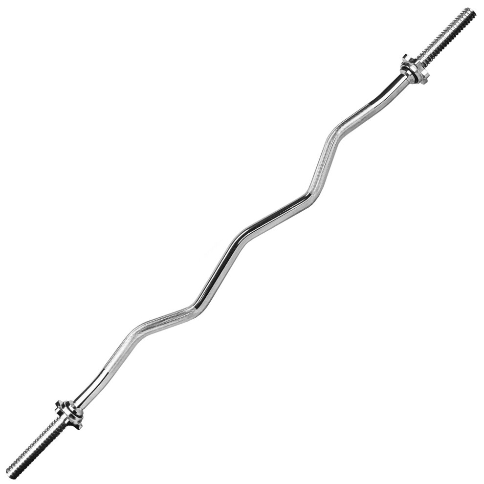 Komodo 4ft EZ Curl Spinlock Barbell Weightlifting Bar 48" Gym Weight Lifting