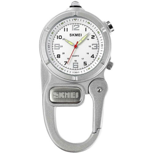 (Silver, Multicolor) SKMEI 2232 Outdoor Backpack Hook LED Flashlight Quartz Watch - Silver