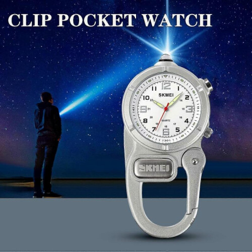 (Silver, Multicolor) SKMEI 2232 Outdoor Backpack Hook LED Flashlight Quartz Watch - Silver 2
