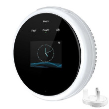(UK Plug, Multicolor) Tuya WiFi Natural Gas Leakage Detector Sensor Temperature Display Smart Alarm for Home Security - UK