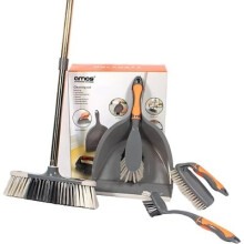 AMOS 5-in-1 Cleaning Set For Home,Kitchen with Broom, Dustpan, Hand & Dish Brush
