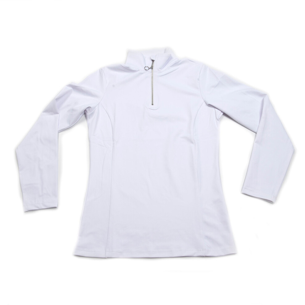Coco Equestrian White Ladies Womens Kids Long Sleeve Horse Riding Equestrian Base Layer Shirt - XS