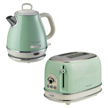 Ariete Vintage 1L Jug Kettle & 2 Slice Toaster Blue Set, 1600w, Green