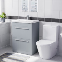 Nes Home Matte Grey 600mm 2 Drawer Vanity Basin Unit & Close Coupled Toilet