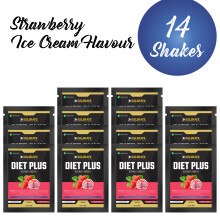 (14 Sachets, Strawberry Ice Cream) Diet Plus Whey Protein Shake 40g Meal Replacement