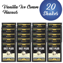 (20 Sachets, Vanilla Ice Cream) Diet Plus Whey Protein Shake 40g Meal Replacement