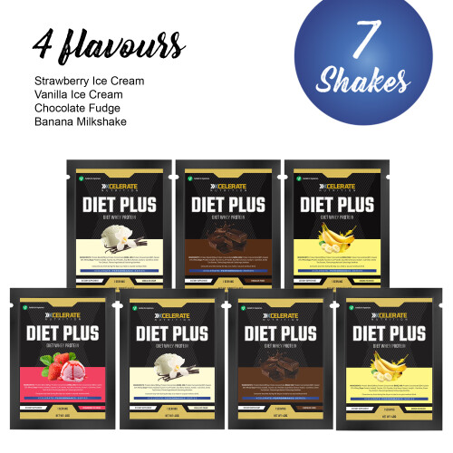 (7 Sachets, Mixed) Diet Plus Whey Protein Shake 40g Meal Replacement