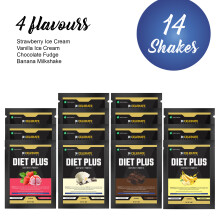 (14 Sachets, Mixed) Diet Plus Whey Protein Shake 40g Meal Replacement