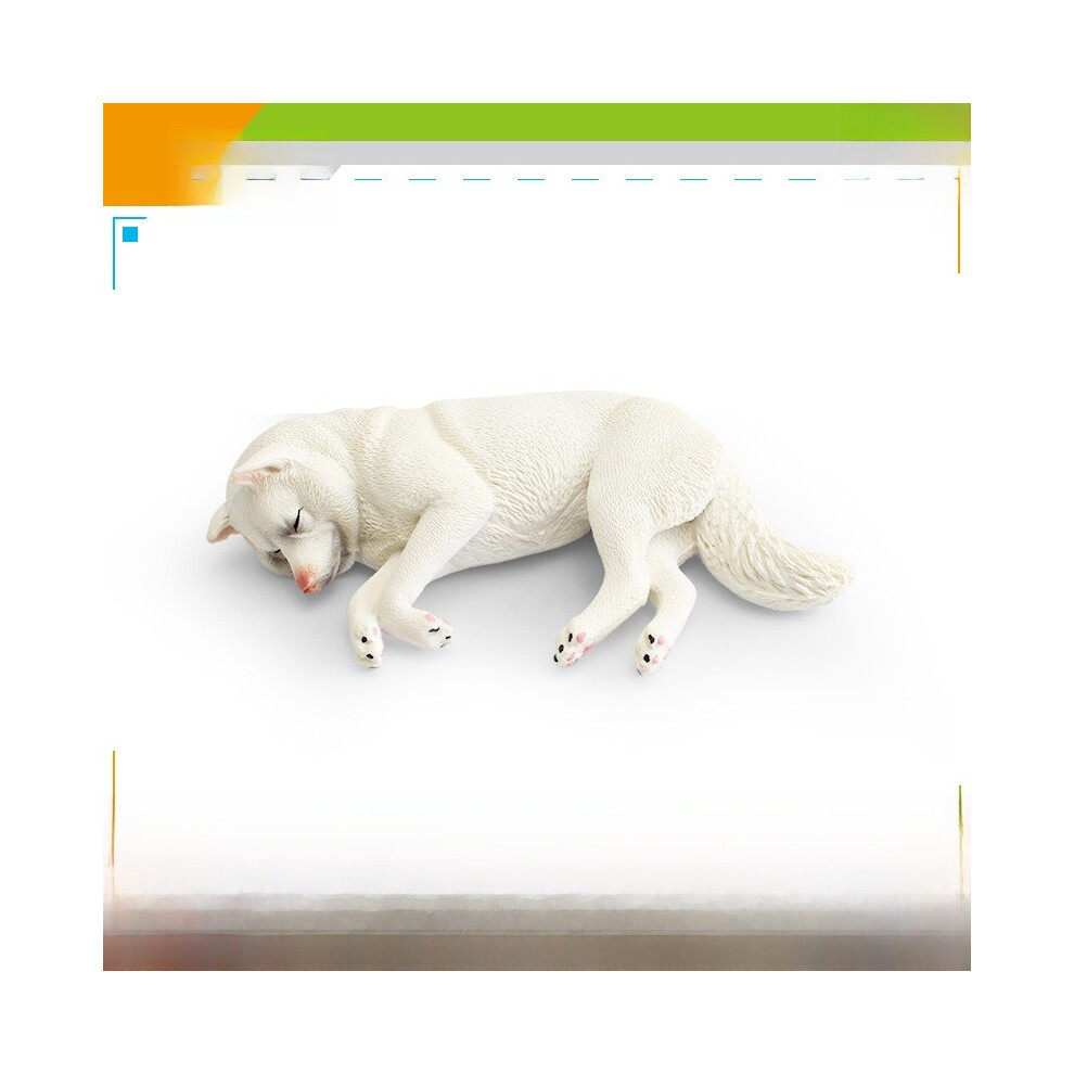 (White, 13cm) Dog Model Animal With Sleeping Shiba Inu Decorative Ornament Toy For Gift-image-OPC-PHNBXMJ-NEW