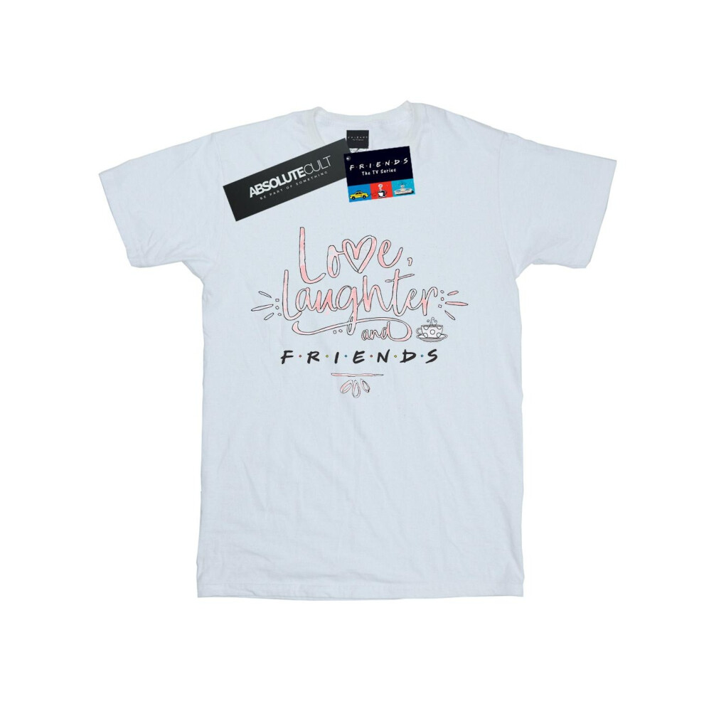 (S, White) Friends Womens/Ladies Love Laughter Cotton Boyfriend T-Shirt