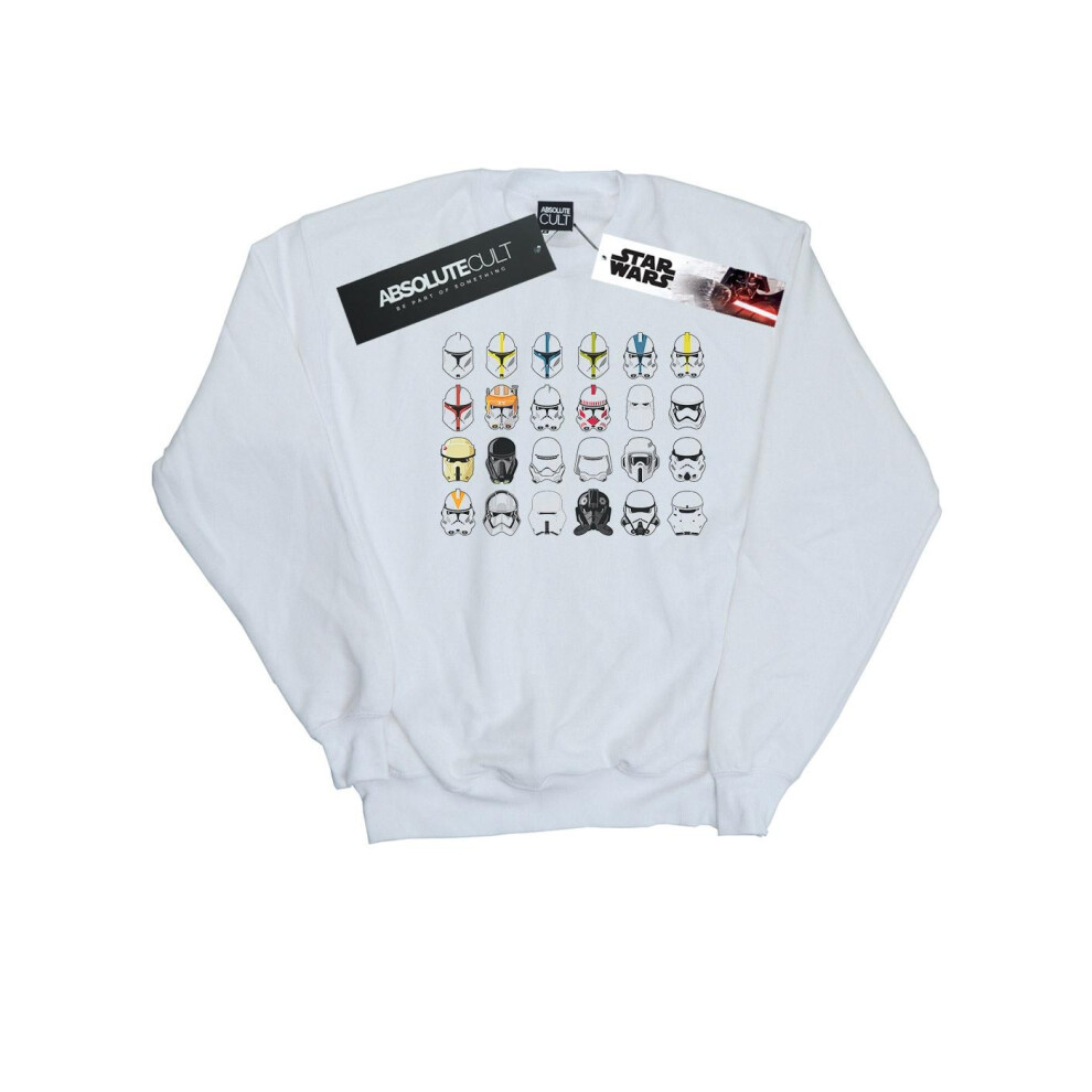 (12-13 Years, White) Star Wars Boys Trooper Helmets Sweatshirt