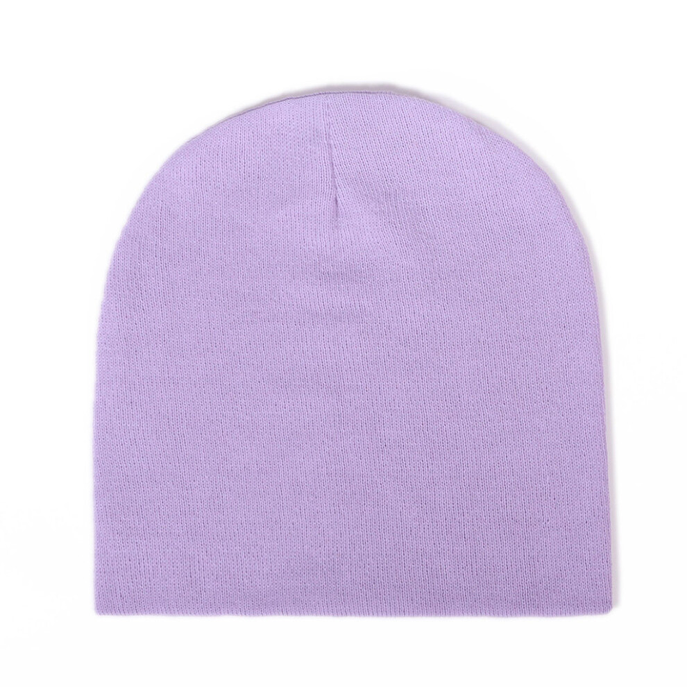 (Light Purple) Candy Simple Colored Neutral Knitted Hat For Fall And Winter Wear Outdoor Daily-image-OPC-PHNCCF2-NEW