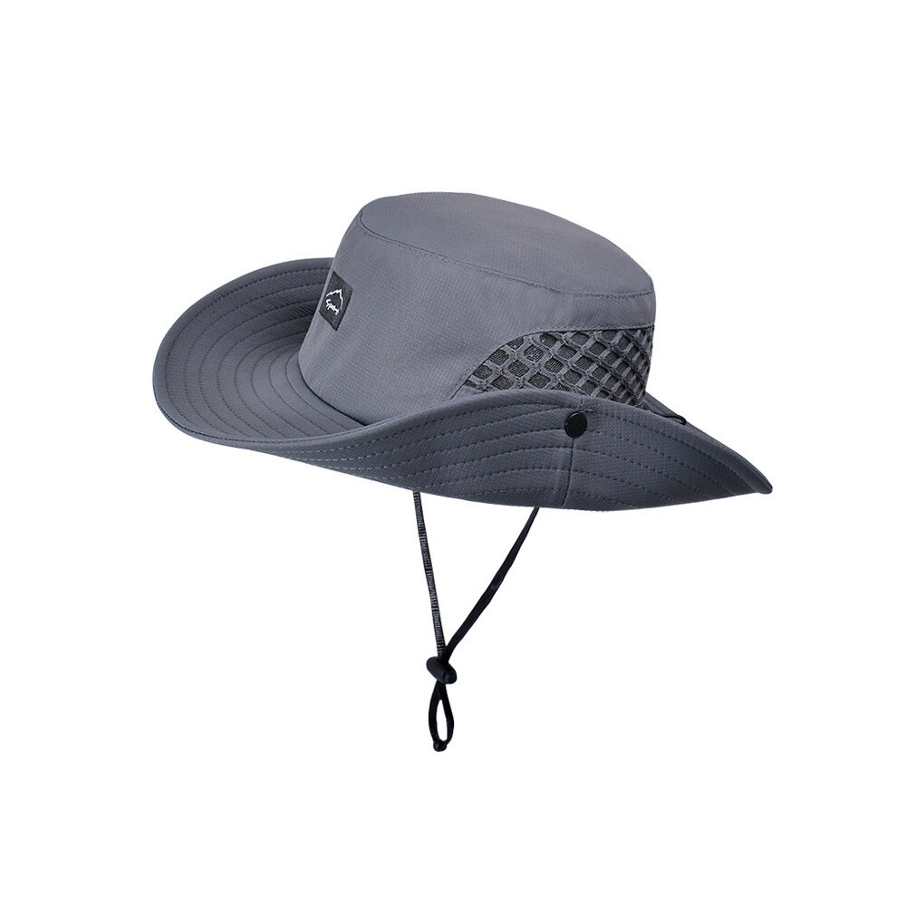 (Dark Gray) Outdoor Men Summer Cap With Mesh Design Wide Brim For Sun Protection And Wind-image-OPC-PHNCDRC-NEW