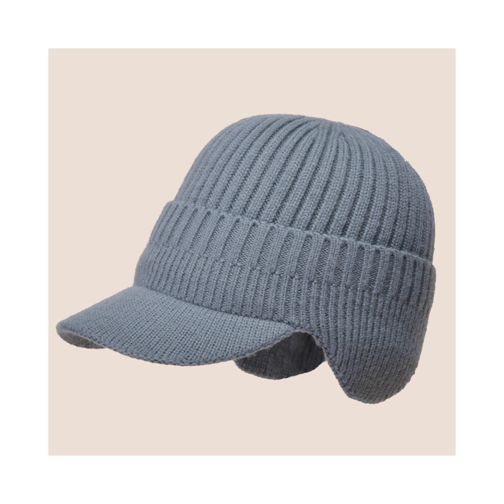 (Gray) Cap Mens Knitted With Earmuff And Windproof Features For Wear Cold Weather-image-OPC-PHNCFHW-NEW